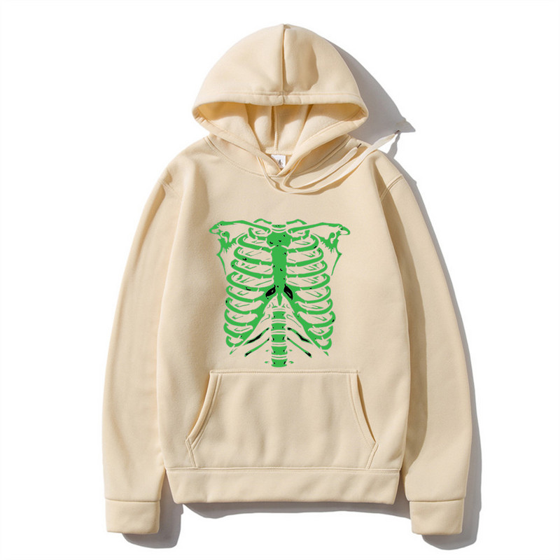 Meeste kapuuts Hip-Hop Tänavarõivad Suuremõõtmeline Skeleton Goth Hoodie Juhuslikud kapuutsid Talvepunk Särgid Gooti y2k Meeste riided