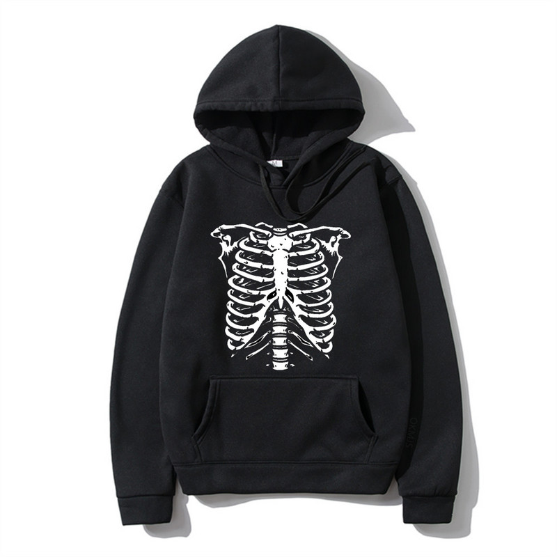 Meeste kapuuts Hip-Hop Tänavarõivad Suuremõõtmeline Skeleton Goth Hoodie Juhuslikud kapuutsid Talvepunk Särgid Gooti y2k Meeste riided