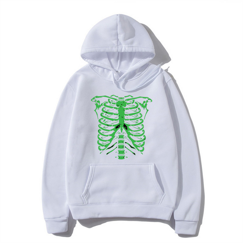 Meeste kapuuts Hip-Hop Tänavarõivad Suuremõõtmeline Skeleton Goth Hoodie Juhuslikud kapuutsid Talvepunk Särgid Gooti y2k Meeste riided