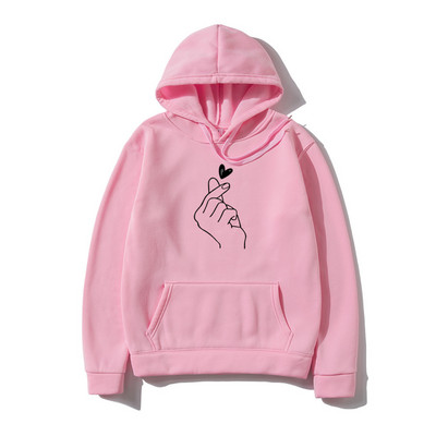 Casual Meeste Pusad Pusad Sõrme Südameprinter Unisex Hoodie Meeste Naiste Kapuutsiga kampsun harajuku Pullover kapuutsiga Riided