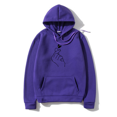 Casual Meeste Pusad Pusad Sõrme Südameprinter Unisex Hoodie Meeste Naiste Kapuutsiga kampsun harajuku Pullover kapuutsiga Riided