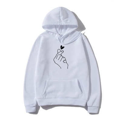 Casual Meeste Pusad Pusad Sõrme Südameprinter Unisex Hoodie Meeste Naiste Kapuutsiga kampsun harajuku Pullover kapuutsiga Riided