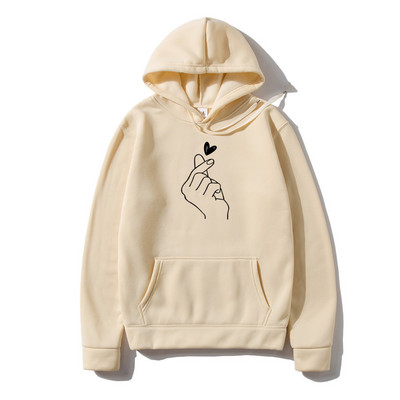 Casual Meeste Pusad Pusad Sõrme Südameprinter Unisex Hoodie Meeste Naiste Kapuutsiga kampsun harajuku Pullover kapuutsiga Riided