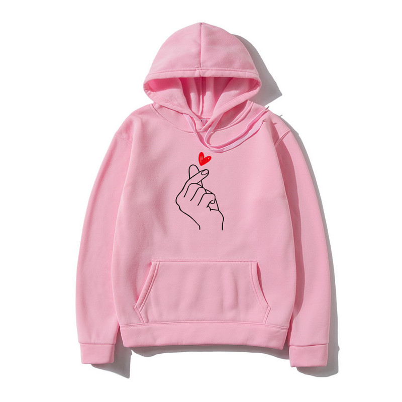 Casual Meeste Pusad Pusad Sõrme Südameprinter Unisex Hoodie Meeste Naiste Kapuutsiga kampsun harajuku Pullover kapuutsiga Riided
