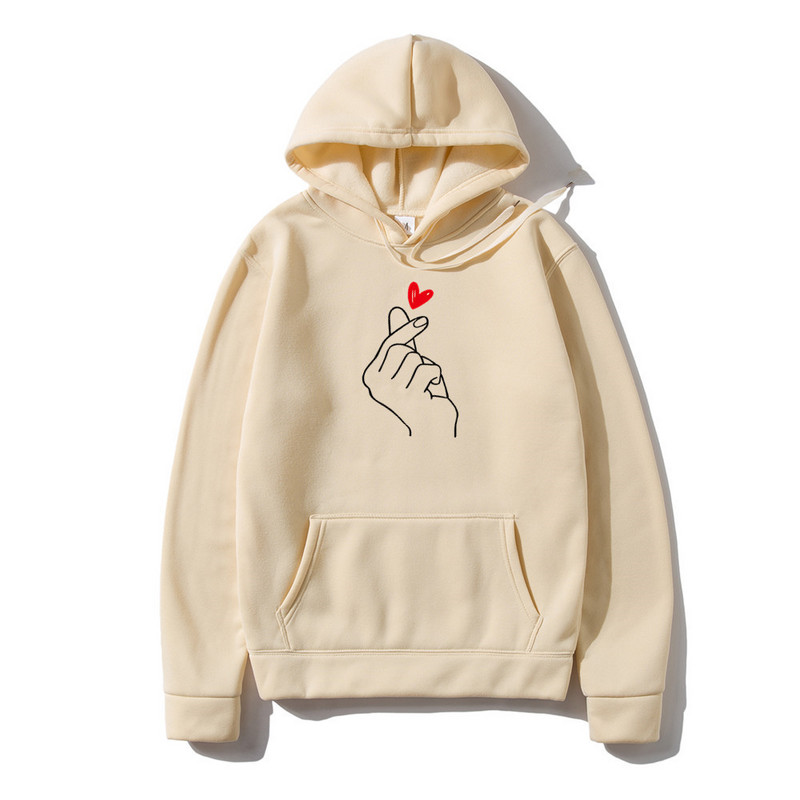 Casual Meeste Pusad Pusad Sõrme Südameprinter Unisex Hoodie Meeste Naiste Kapuutsiga kampsun harajuku Pullover kapuutsiga Riided