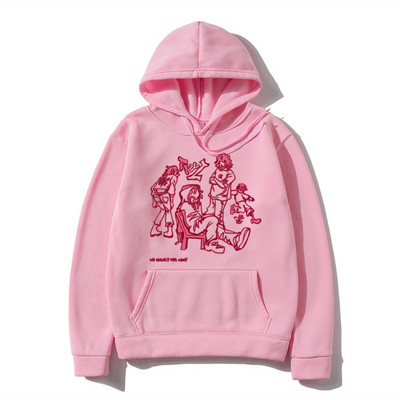 2023. aasta Meeste tänavarõivad, roosa kapuutsiga dressipluus, naljakas multikas Graafiline kapuuts, sügisene Harajuku anime kapuutsiga pullover, hip-hop hipster