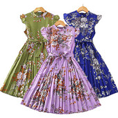 Nova ljetna haljina za djevojčice 2023. u retro stilu Puna haljina s cvjetnom mašnom Princeza haljina za djecu Odjeća za rođendanske poklone