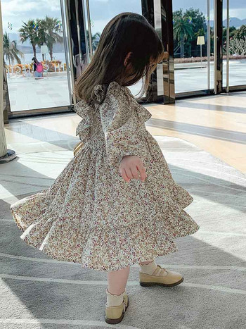 2023 Άνοιξη Νέα άφιξη Κορίτσια μακρυμάνικο φλοράλ φόρεμα Παιδικά κορεατικά φορέματα κοριτσιού φόρεμα