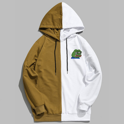 Meeste pusad Pusad õhukesest puuvillasest lapiga kontrastse värviga kurb konn vabaaja kapuutsiga särk Meeste pullover Hip Hop kapuutsiga topsid