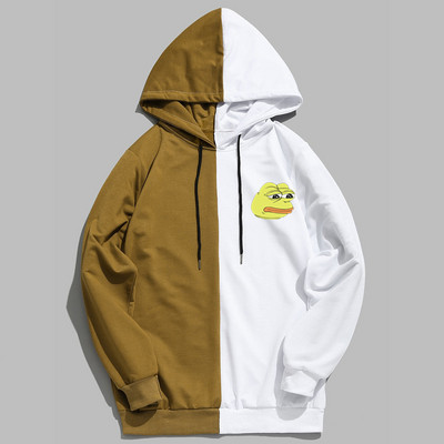 Meeste pusad Pusad õhukesest puuvillasest lapiga kontrastse värviga kurb konn vabaaja kapuutsiga särk Meeste pullover Hip Hop kapuutsiga topsid