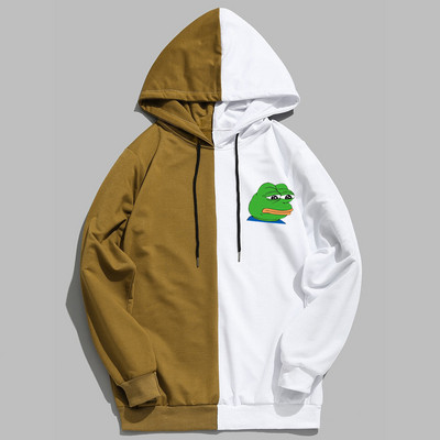 Meeste pusad Pusad õhukesest puuvillasest lapiga kontrastse värviga kurb konn vabaaja kapuutsiga särk Meeste pullover Hip Hop kapuutsiga topsid