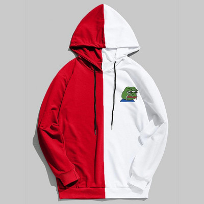 Meeste pusad Pusad õhukesest puuvillasest lapiga kontrastse värviga kurb konn vabaaja kapuutsiga särk Meeste pullover Hip Hop kapuutsiga topsid