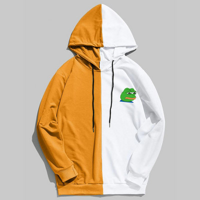 Meeste pusad Pusad õhukesest puuvillasest lapiga kontrastse värviga kurb konn vabaaja kapuutsiga särk Meeste pullover Hip Hop kapuutsiga topsid