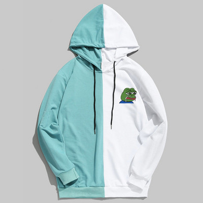 Meeste pusad Pusad õhukesest puuvillasest lapiga kontrastse värviga kurb konn vabaaja kapuutsiga särk Meeste pullover Hip Hop kapuutsiga topsid