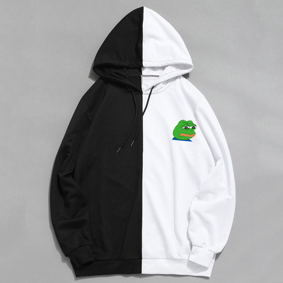 Meeste pusad Pusad õhukesest puuvillasest lapiga kontrastse värviga kurb konn vabaaja kapuutsiga särk Meeste pullover Hip Hop kapuutsiga topsid