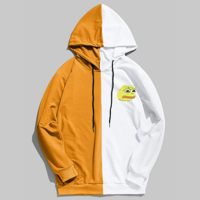 Meeste pusad Pusad õhukesest puuvillasest lapiga kontrastse värviga kurb konn vabaaja kapuutsiga särk Meeste pullover Hip Hop kapuutsiga topsid