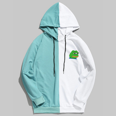 Meeste pusad Pusad õhukesest puuvillasest lapiga kontrastse värviga kurb konn vabaaja kapuutsiga särk Meeste pullover Hip Hop kapuutsiga topsid