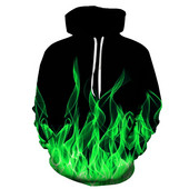 Green Flame Hoodie 3D Φούτερ Ανδρική/Γυναικεία με κουκούλα φθινοπωρινό και χειμερινό παλτό Ανδρικά ρούχα Αστείο μπουφάν μόδας μεγάλου μεγέθους φούτερ