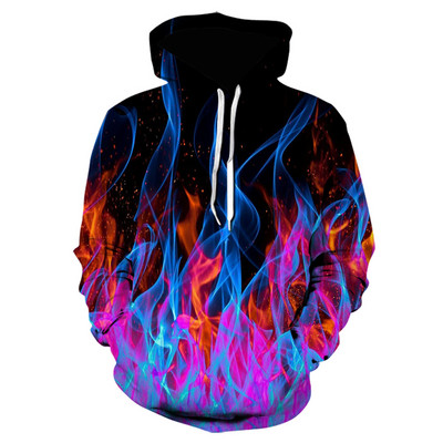 Green Flame Hoodie 3D Φούτερ Ανδρική/Γυναικεία με κουκούλα φθινοπωρινό και χειμερινό παλτό Ανδρικά ρούχα Αστείο μπουφάν μόδας μεγάλου μεγέθους φούτερ