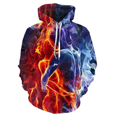 Green Flame Hoodie 3D Φούτερ Ανδρική/Γυναικεία με κουκούλα φθινοπωρινό και χειμερινό παλτό Ανδρικά ρούχα Αστείο μπουφάν μόδας μεγάλου μεγέθους φούτερ