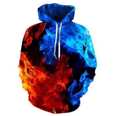 Green Flame Hoodie 3D Φούτερ Ανδρική/Γυναικεία με κουκούλα φθινοπωρινό και χειμερινό παλτό Ανδρικά ρούχα Αστείο μπουφάν μόδας μεγάλου μεγέθους φούτερ