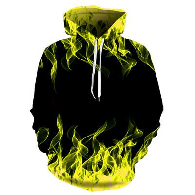 Green Flame Hoodie 3D Φούτερ Ανδρική/Γυναικεία με κουκούλα φθινοπωρινό και χειμερινό παλτό Ανδρικά ρούχα Αστείο μπουφάν μόδας μεγάλου μεγέθους φούτερ