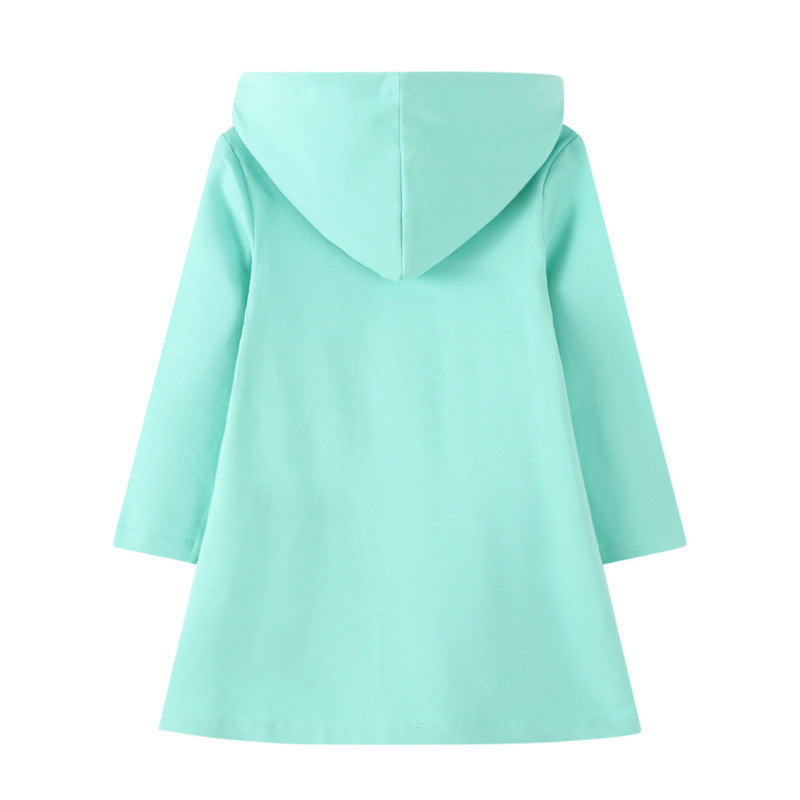 Jumping Meters Βαμβακερό μονόκερος φόρεμα για κορίτσια για χειμερινή άνοιξη βρεφικά βαμβακερά ρούχα Ζεστά φορέματα με κουκούλα