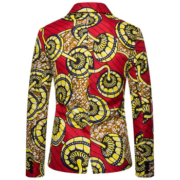 2020 най-новото жълто африканско флорално щамповано мъжко сако Slim Fit Модно абитуриентско парти яке за мъже Летен мъжки костюм Блейзър Мъжко палто