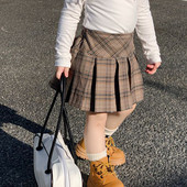 Kevad-sügis tüdrukute plisseeritud seelik Beebi seelik väikelastele Lastele seelik Laste allääred Fahion Preppy stiilis triibuline ruuduline tšekk 2-7