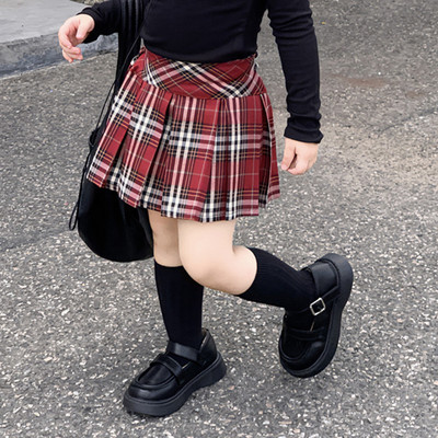 Kevad-sügis tüdrukute plisseeritud seelik Beebi seelik väikelastele Lastele seelik Laste allääred Fahion Preppy stiilis triibuline ruuduline tšekk 2-7