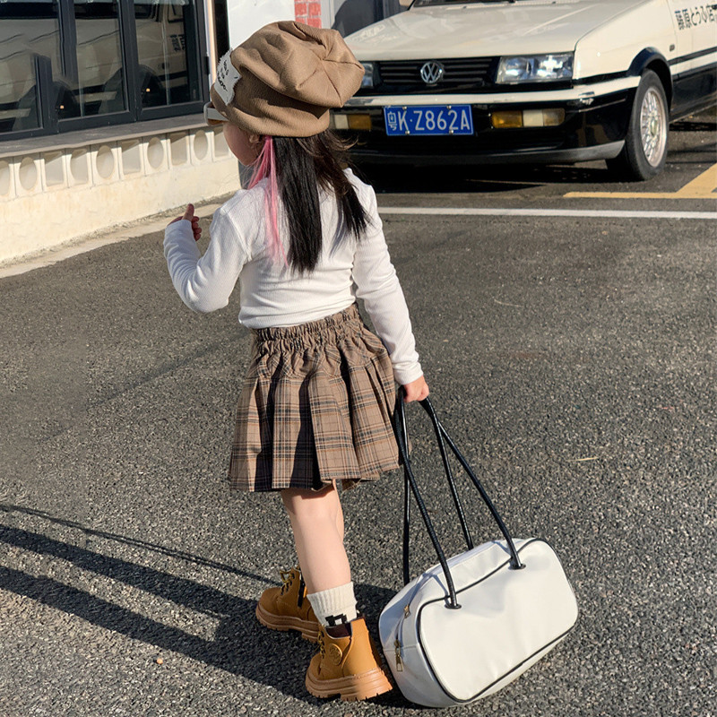 Kevad-sügis tüdrukute plisseeritud seelik Beebi seelik väikelastele Lastele seelik Laste allääred Fahion Preppy stiilis triibuline ruuduline tšekk 2-7