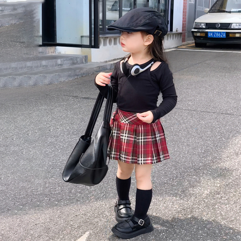 Kevad-sügis tüdrukute plisseeritud seelik Beebi seelik väikelastele Lastele seelik Laste allääred Fahion Preppy stiilis triibuline ruuduline tšekk 2-7