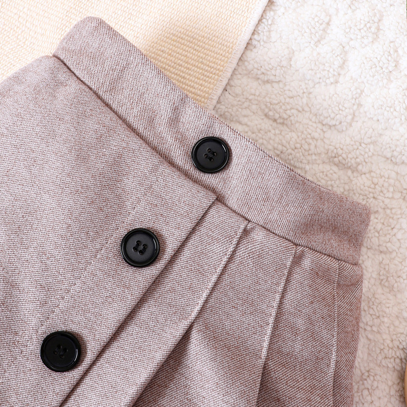 Tüdrukute sügis-talvine uus villane poolseelik lühike seelik