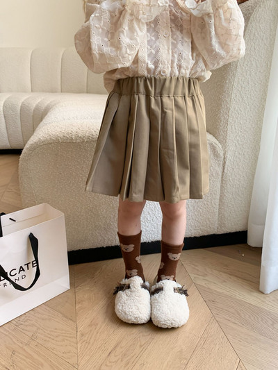 Îmbrăcăminte pentru copii Fusta scurtă pentru copii 2023, primăvară, toamnă, nouă modă pentru fete drăguț, stil preppy, toate se potrivesc cu fustă pliată de culoare uni