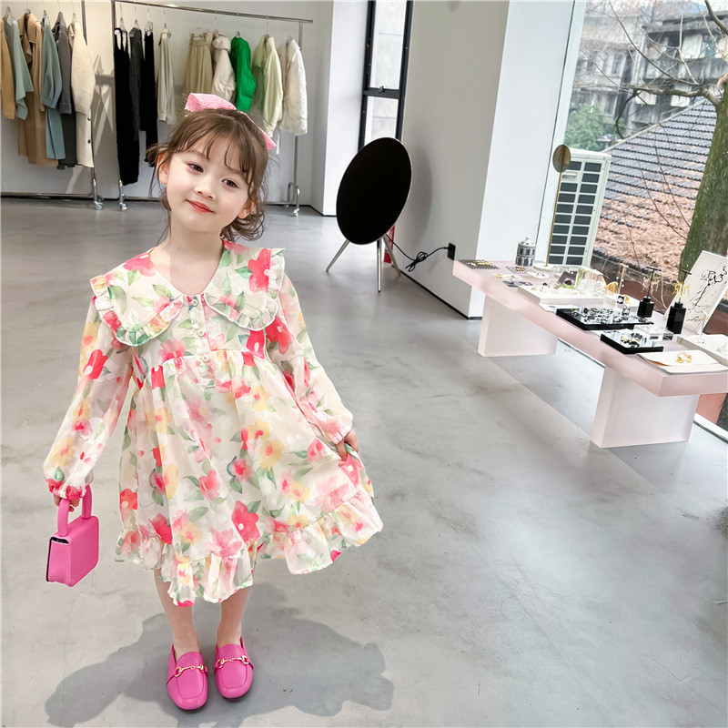 Παιδικά φορέματα κοριτσιών Κορεάτικο στυλ Δαντέλα Φορέματα πριγκίπισσας Κομψό φλοράλ φόρεμα Παιδικά ρούχα Βρεφικά γαμήλια πάρτι μόδας Vestidos