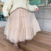 Sügismood printsessi võrgust pundunud seelik Tüdrukute moe kahekihilised printsessi seelikud Ballikleit