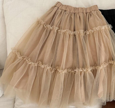 Sügismood printsessi võrgust pundunud seelik Tüdrukute moe kahekihilised printsessi seelikud Ballikleit