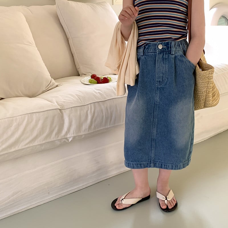 Tüdrukud Suvine moodne teksaseelik 2-8 aastasele tüdrukule Poolitatud pestud puuvillased teksaseelikud