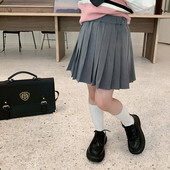 Jesenska moda preppy stila sive plisirane suknje za djevojčice odijelo fabri suknja za sve