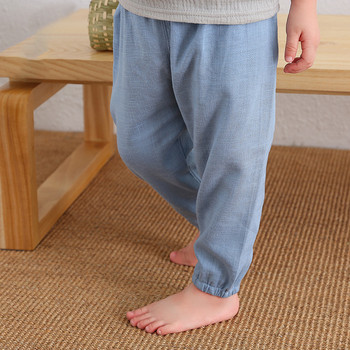 Детски панталони от памук и лен Пролет и лято Тънки ленени панталони за момчета и момичета Бебешки харем панталони WT620