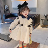 Kevadsügisne tüdrukute kleit Briti stiilis kleit pikkade varrukatega üliõpilaskleidi riided tüdrukutele koolistiilis beebide riided