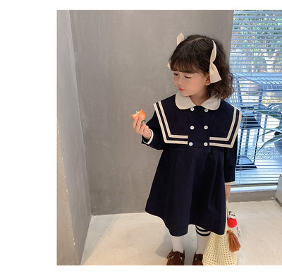 Kevadsügisne tüdrukute kleit Briti stiilis kleit pikkade varrukatega üliõpilaskleidi riided tüdrukutele koolistiilis beebide riided