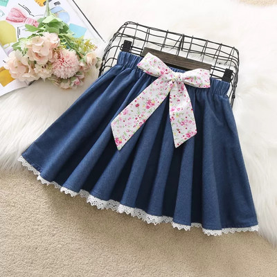 Tüdrukute laste teksaseelikud 2023. aasta suvi Uued elegantsed lasteriided, 100% puuvillane kikilips, pitsilised laste miniseelikud tüdrukutele 9 10 aastat