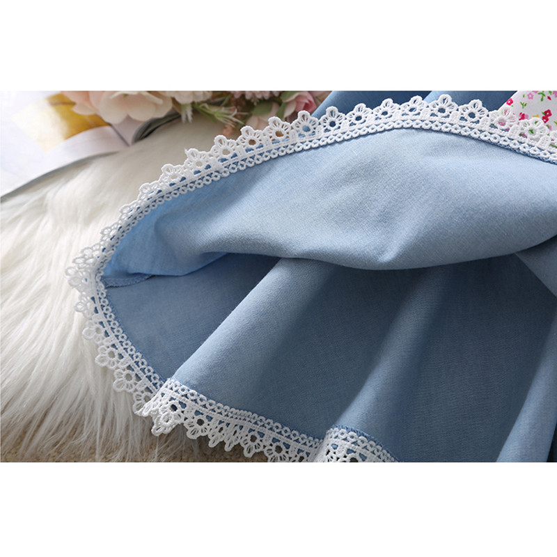 Tüdrukute laste teksaseelikud 2023. aasta suvi Uued elegantsed lasteriided, 100% puuvillane kikilips, pitsilised laste miniseelikud tüdrukutele 9 10 aastat