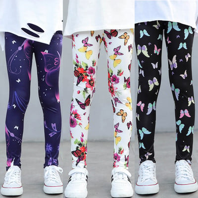 Клинове за момичета 2022 Пролет и есен Тънки детски еластични панталони с щампи Корейска мода Детски панталони Лятно облекло 2-12 г.