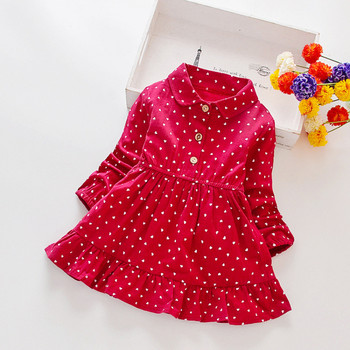 Βρεφικά φόρεμα φθινοπωρινά άνοιξη Κοριτσίστικα φόρεμα κορεατικού στυλ Μακρυμάνικο πουά Φόρεμα μόδας Πριγκίπισσα Παιδικά Casual Ρούχα