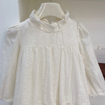 Βρεφικό λουλουδάτο φόρεμα πριγκίπισσας φθινόπωρο άνοιξη 2023 Νέο κορεάτικο στυλ με μακρυμάνικο μεγάλο γυρισμένο γιακά Παιδικά κοριτσίστικα φορέματα 2-7 ετών