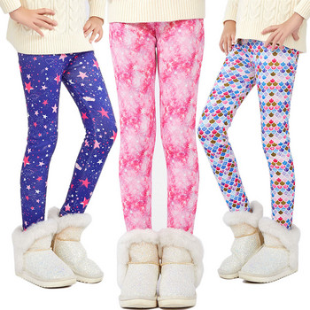 Есен Зима Топли панталони за момичета Кадифени удебелени клинове за момичета Щампа с цветя Детски детски панталони Панталони за момичета Възраст 4-13 години
