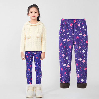 Φθινόπωρο Χειμώνας ζεστό παντελόνι για κορίτσια Βελούδινο χοντρό κολάν για κορίτσια Flower print Παιδικά παντελόνια για κορίτσια Παντελόνια ηλικίας 4-13 ετών