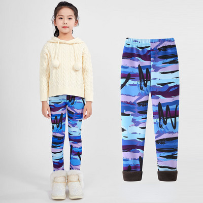 Φθινόπωρο Χειμώνας ζεστό παντελόνι για κορίτσια Βελούδινο χοντρό κολάν για κορίτσια Flower print Παιδικά παντελόνια για κορίτσια Παντελόνια ηλικίας 4-13 ετών